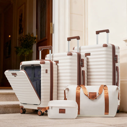 5-Piece ABS Hardshell Carry-On Luggage Set with Spinner Wheels,