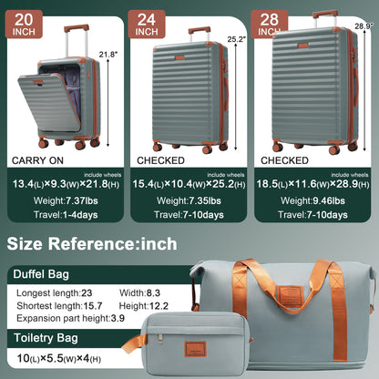 5-Piece ABS Hardshell Carry-On Luggage Set with Spinner Wheels,