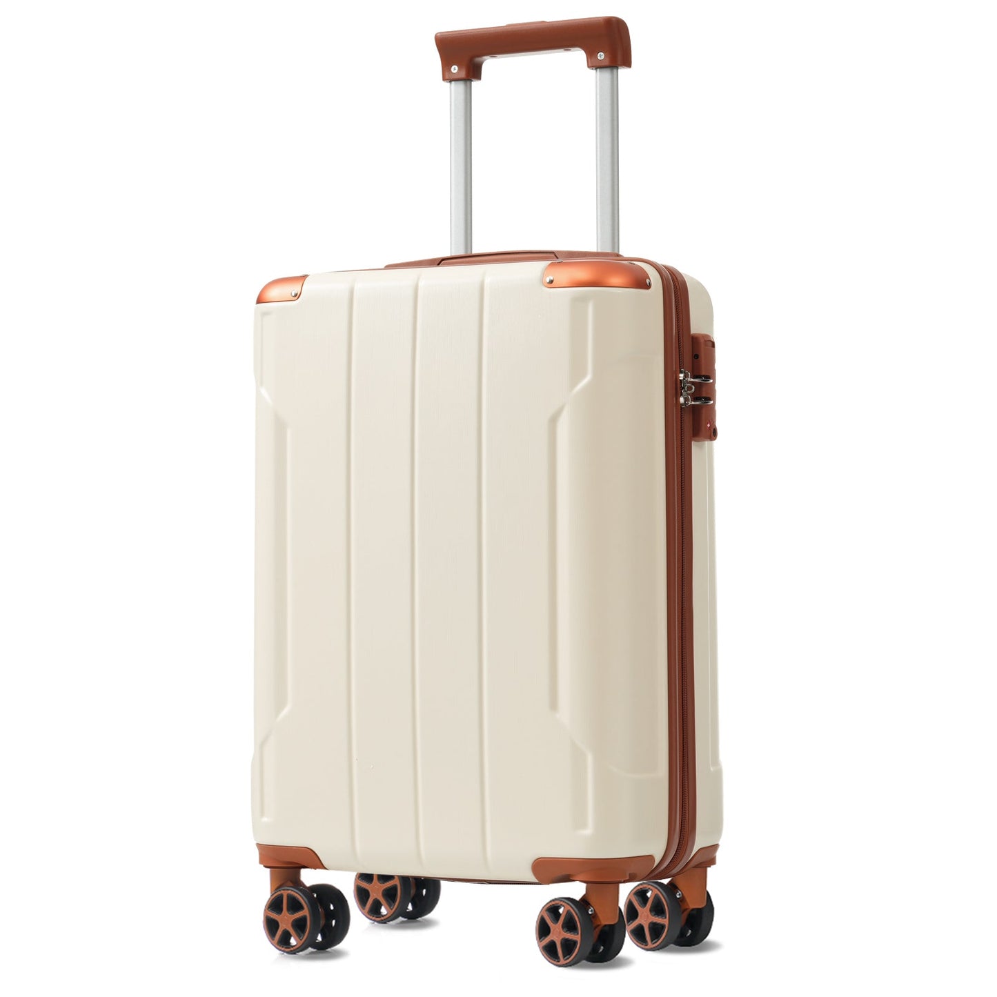 Brown white 6-Piece ABS Hardshell Luggage Set with TSA Lock,