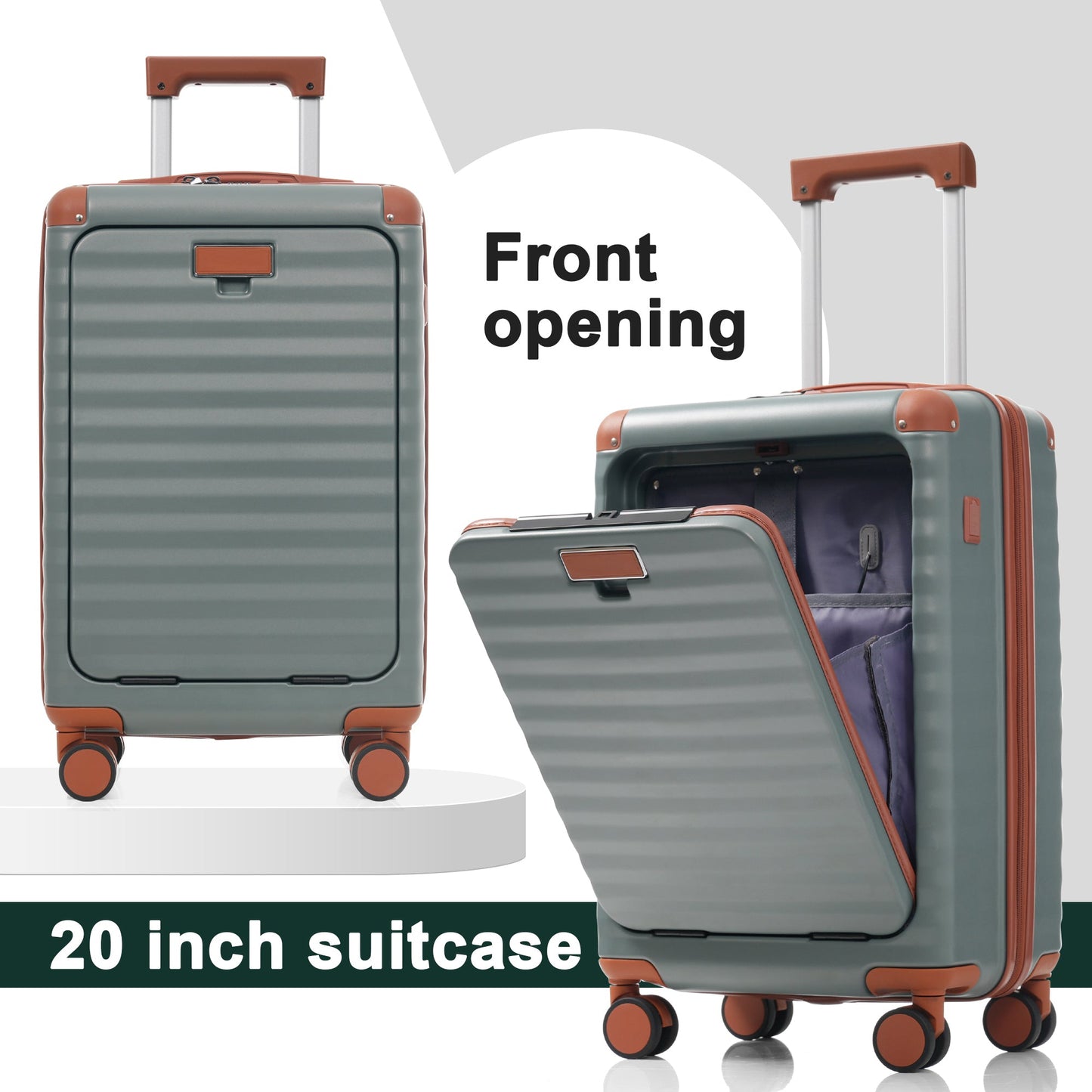 5-Piece ABS Hardshell Carry-On Luggage Set with Spinner Wheels,