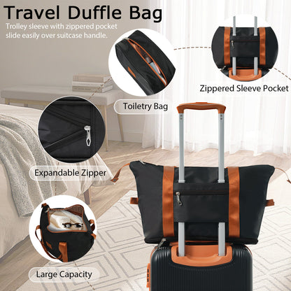 Black and Copper and Cream 3-Piece ABS Hardshell Carry-On Luggage Set