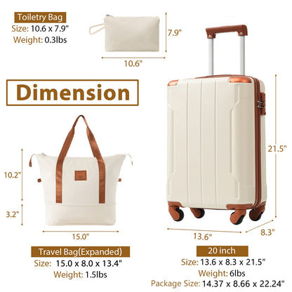 Luggage Set Black Brown ABS for travel organization