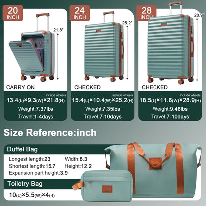 5-Piece ABS Hardshell Carry-On Luggage Set with Spinner Wheels,
