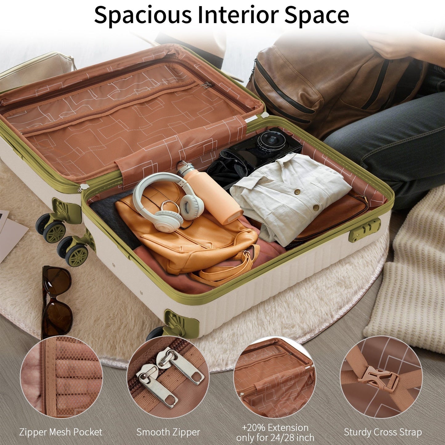 Luggage Sets 3 Piece Carry on Luggage 22x14x9 Airline Approved,