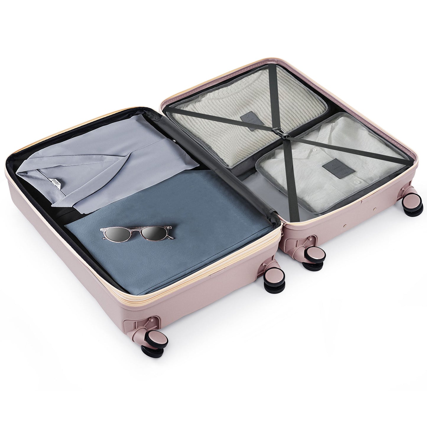 Luggage Set Light Gray ABS for travel organization
