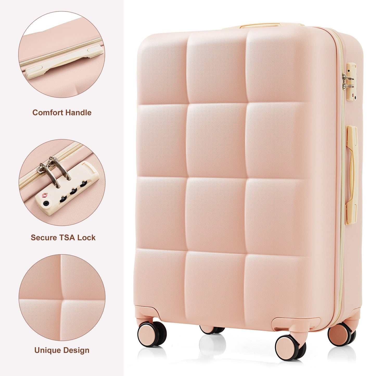 Luggage Set Light Gray ABS for travel organization