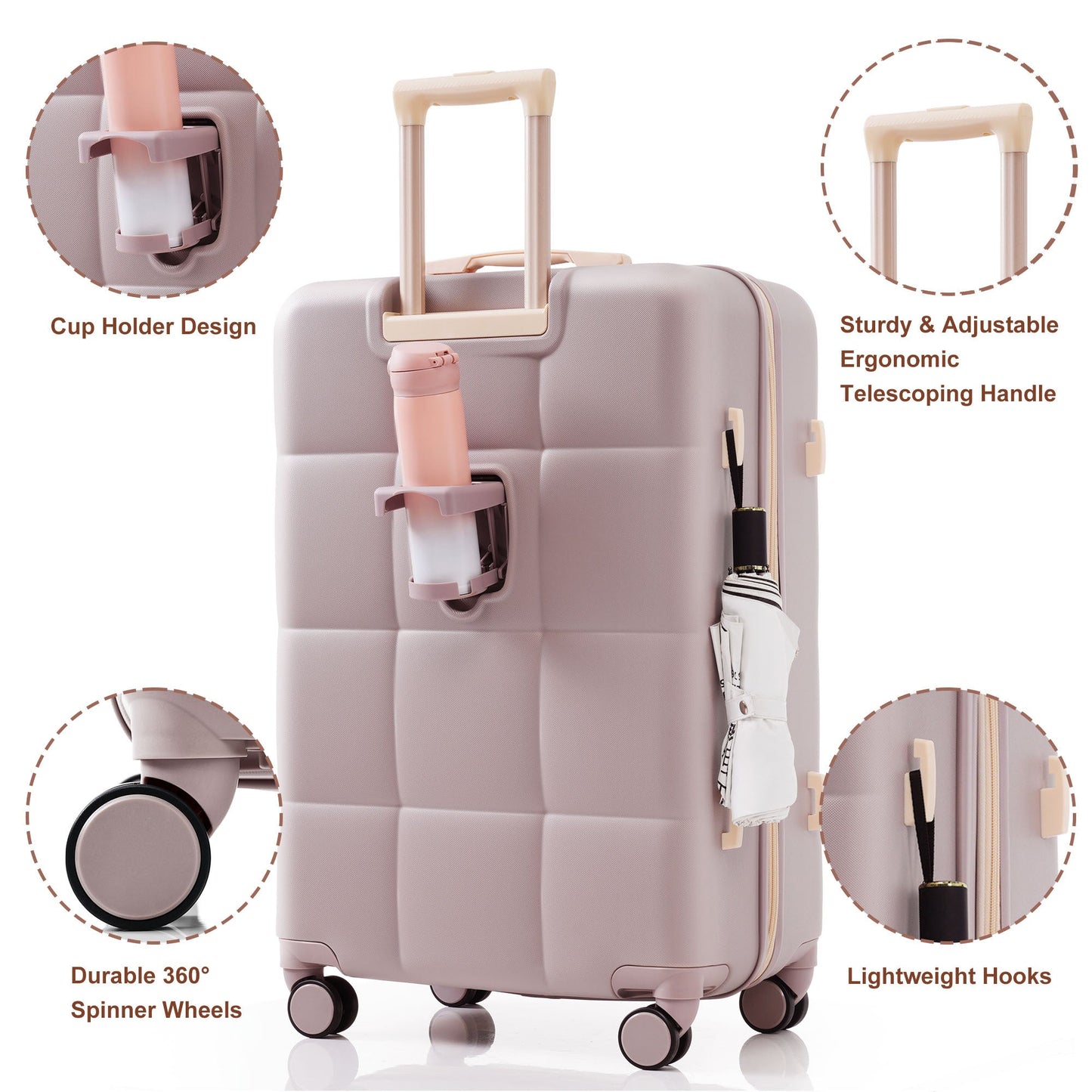 Luggage Set Light Gray ABS for travel organization