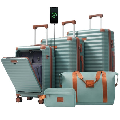 5-Piece ABS Hardshell Carry-On Luggage Set with Spinner Wheels,