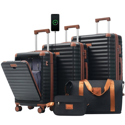 5-Piece ABS Hardshell Carry-On Luggage Set with Spinner Wheels,