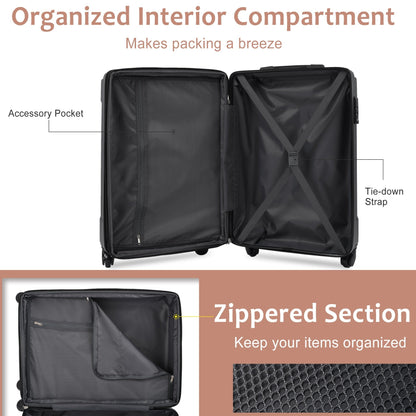 Brown white 6-Piece ABS Hardshell Luggage Set with TSA Lock,