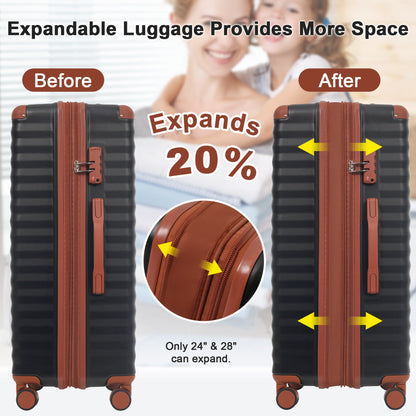 5-Piece ABS Hardshell Carry-On Luggage Set with Spinner Wheels,