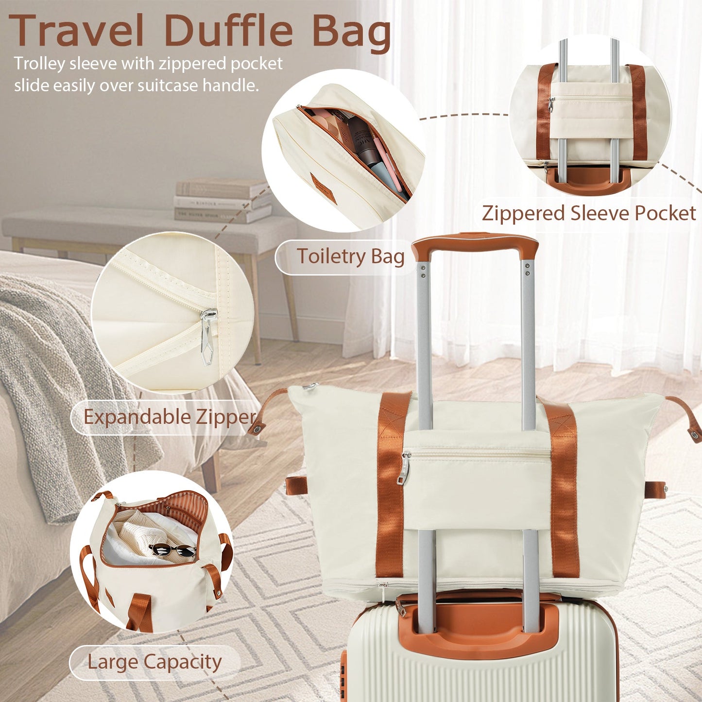 Black and Copper and Cream 3-Piece ABS Hardshell Carry-On Luggage Set