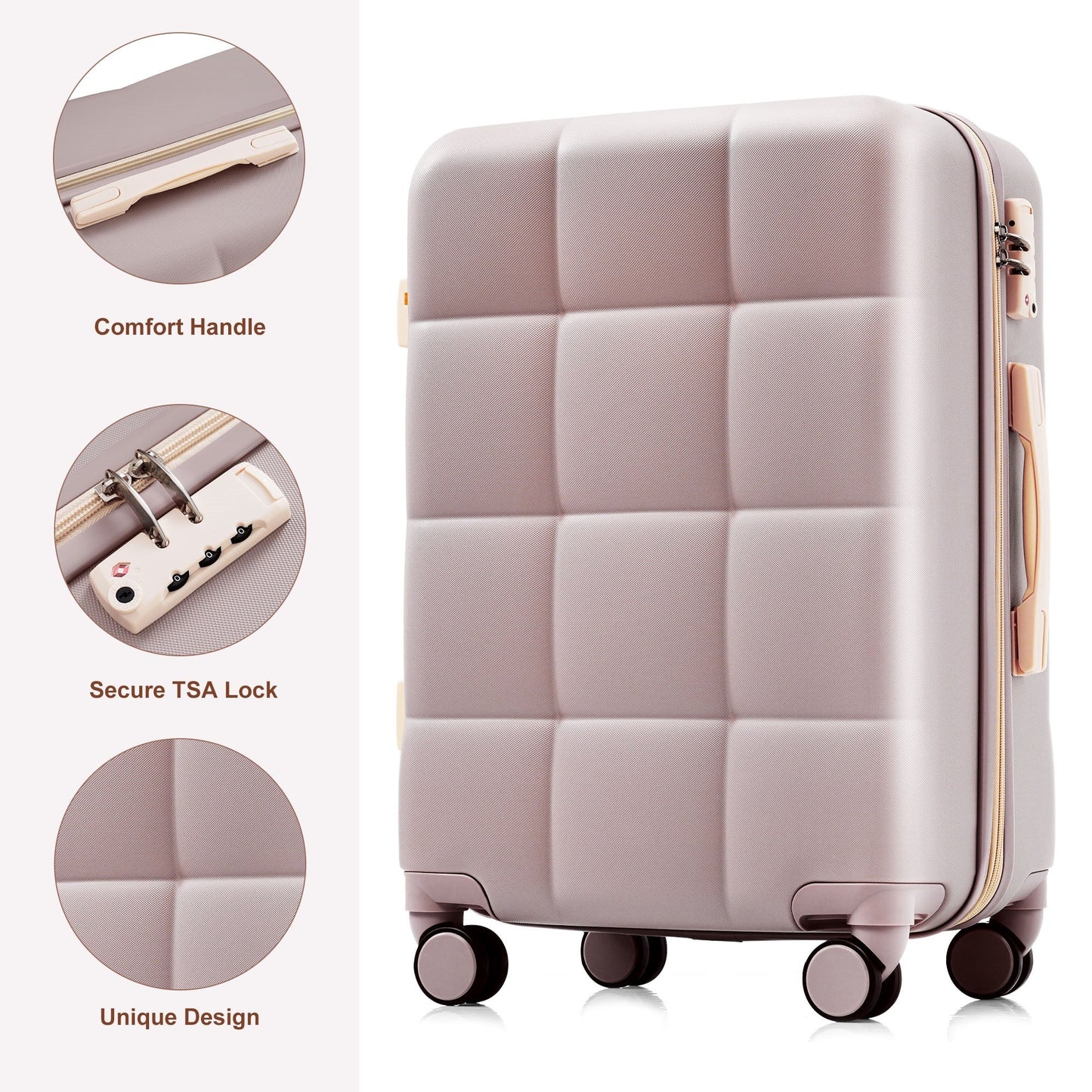 Luggage Set Light Gray ABS for travel organization