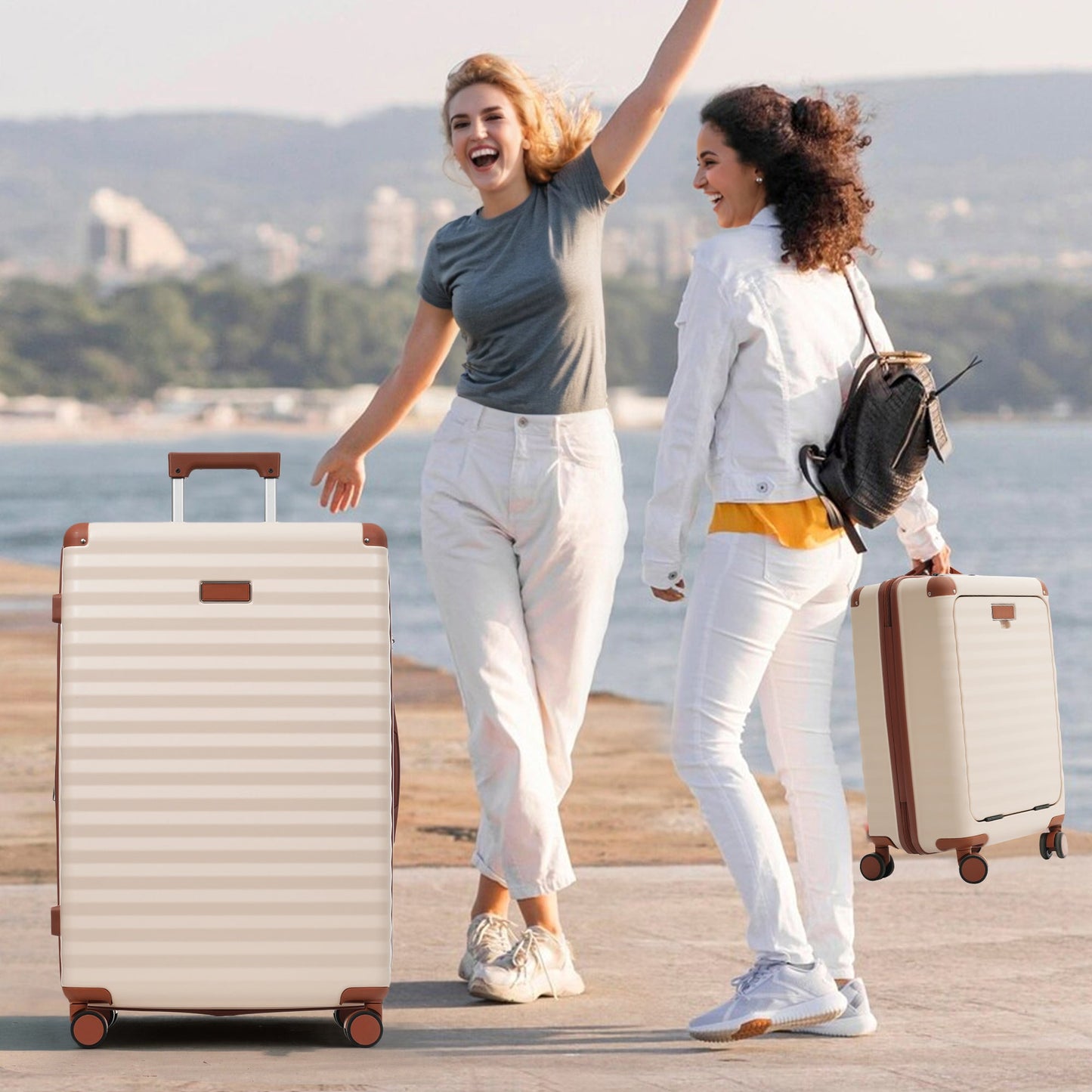 5-Piece ABS Hardshell Carry-On Luggage Set with Spinner Wheels,