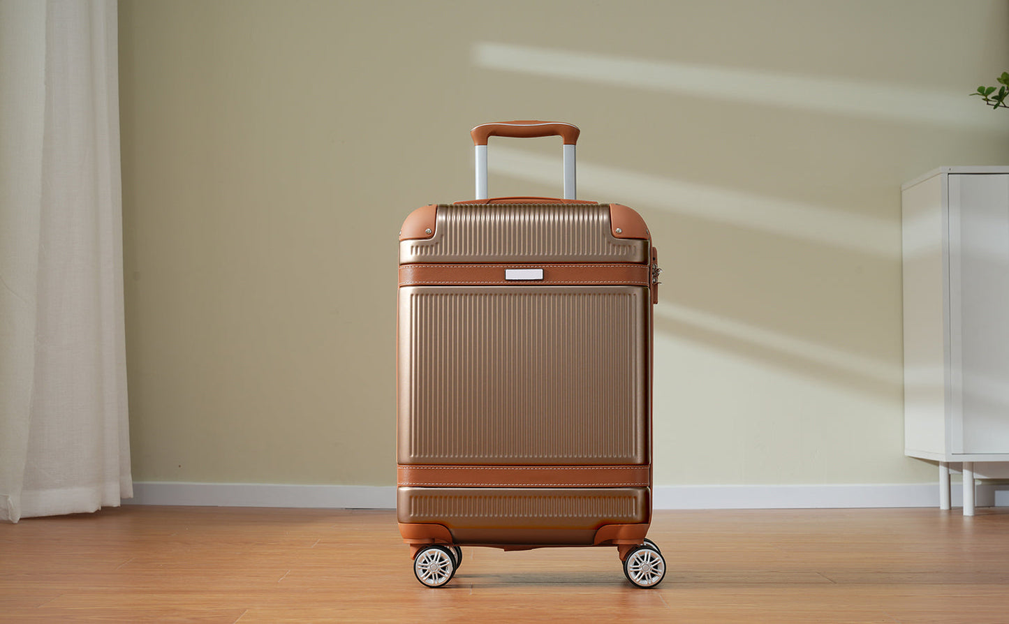 Black and Copper and Cream 3-Piece ABS Hardshell Carry-On Luggage Set