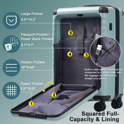 5-Piece ABS Hardshell Carry-On Luggage Set with Spinner Wheels,