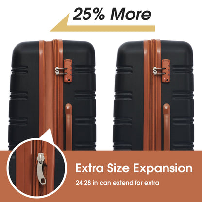 Luggage Set Brown+White ABS for travel organization