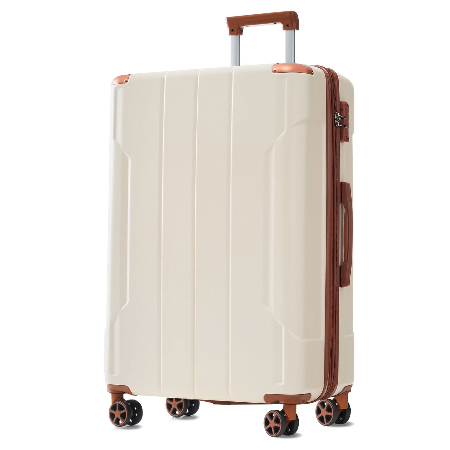 Brown white 6-Piece ABS Hardshell Luggage Set with TSA Lock,
