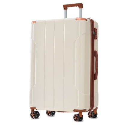 Brown white 6-Piece ABS Hardshell Luggage Set with TSA Lock,