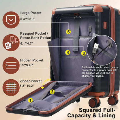 5-Piece ABS Hardshell Carry-On Luggage Set with Spinner Wheels,