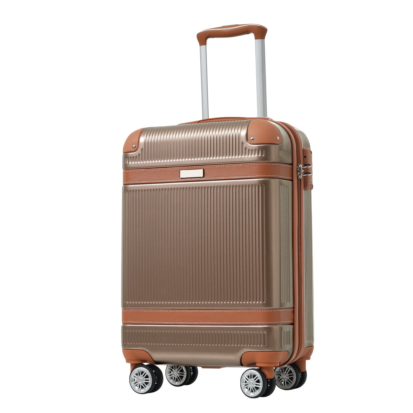 Black and Copper and Cream 3-Piece ABS Hardshell Carry-On Luggage Set