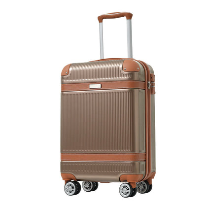 Black and Copper and Cream 3-Piece ABS Hardshell Carry-On Luggage Set