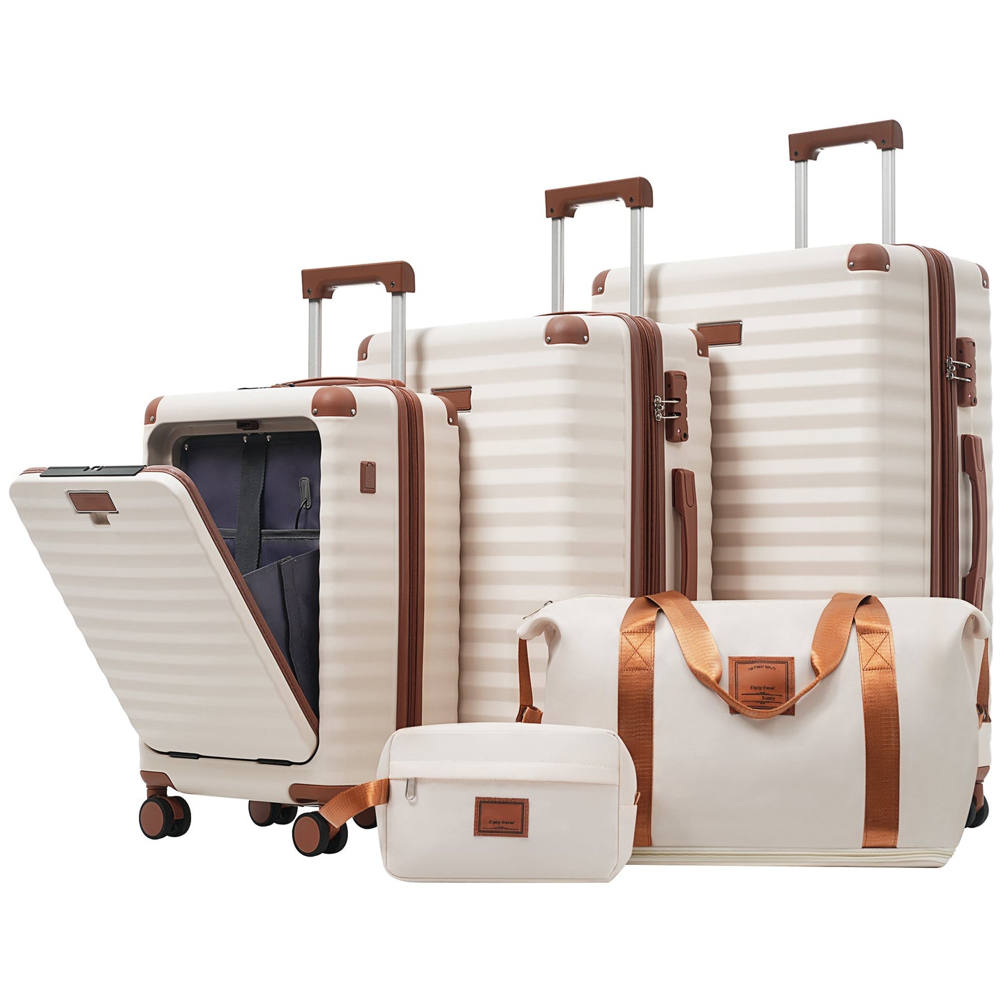 5-Piece ABS Hardshell Carry-On Luggage Set with Spinner Wheels,