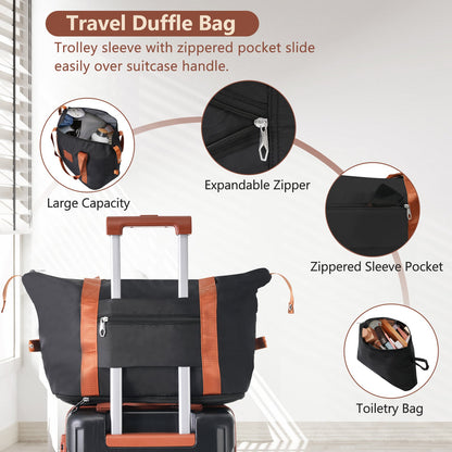 Luggage Set Black Brown ABS for travel organization