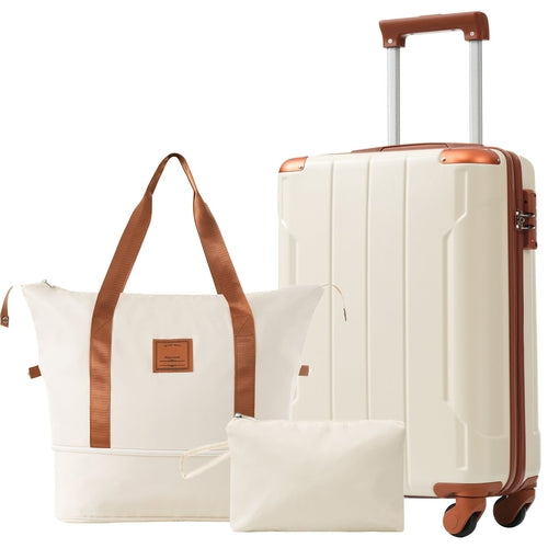 Luggage Set Black Brown ABS for travel organization