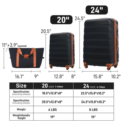 Luggage Set Brown+White ABS for travel organization