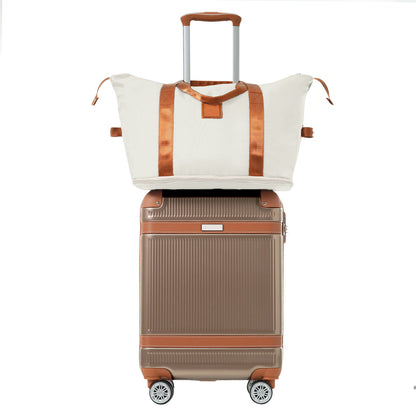 Black and Copper and Cream 3-Piece ABS Hardshell Carry-On Luggage Set