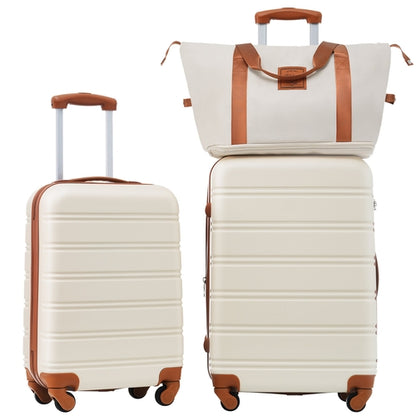 Luggage Set Brown+White ABS for travel organization