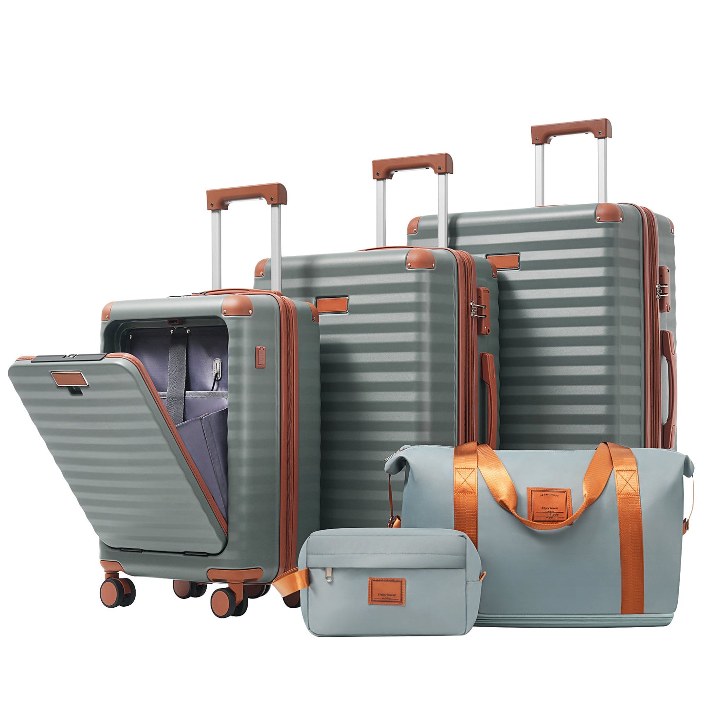 5-Piece ABS Hardshell Carry-On Luggage Set with Spinner Wheels,