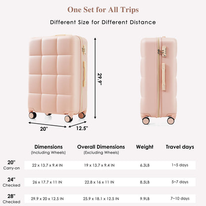 Luggage Set Light Gray ABS for travel organization