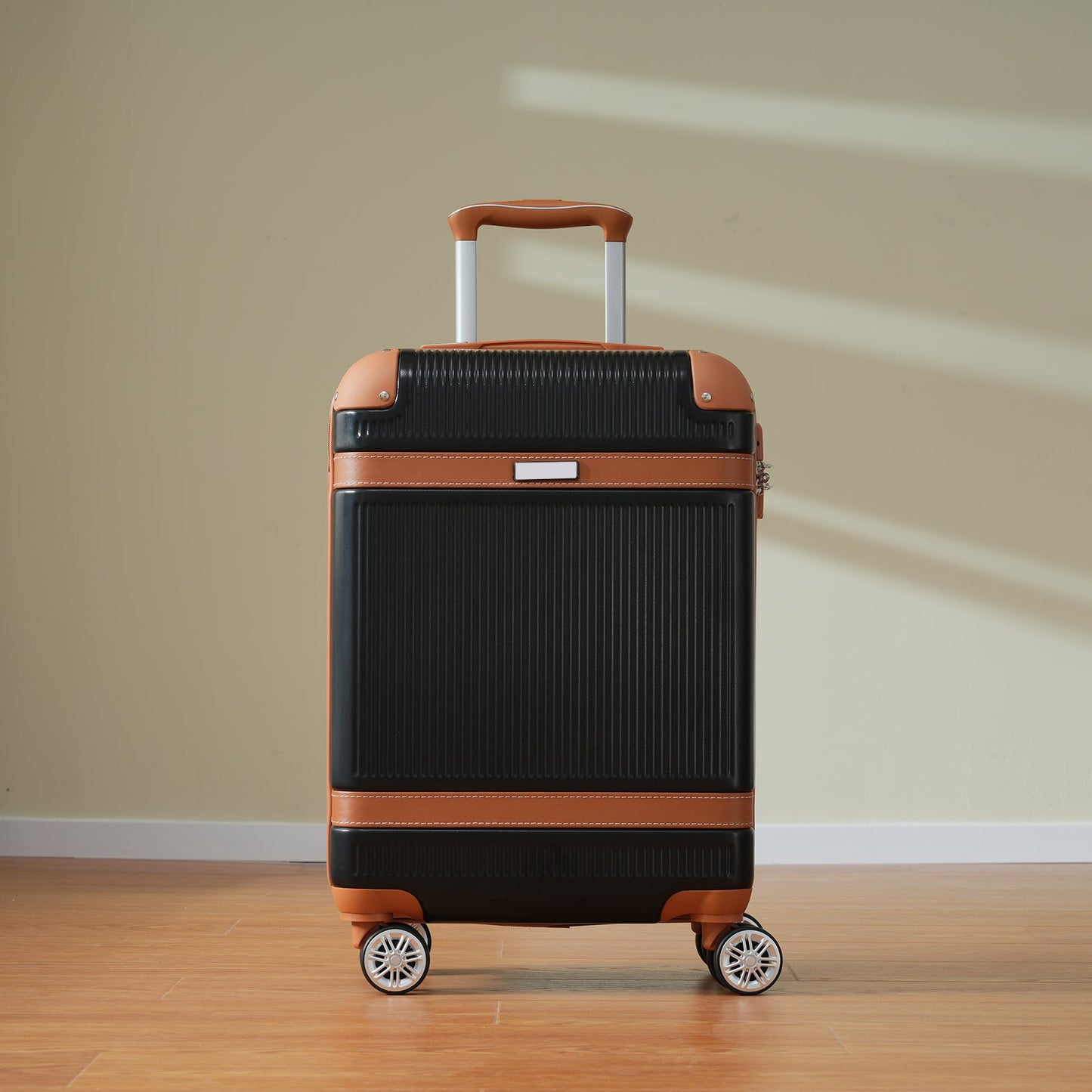 Black and Copper and Cream 3-Piece ABS Hardshell Carry-On Luggage Set