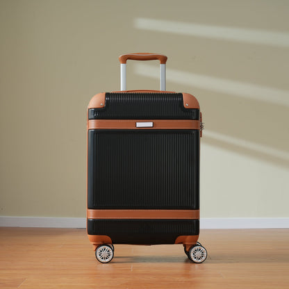 Black and Copper and Cream 3-Piece ABS Hardshell Carry-On Luggage Set
