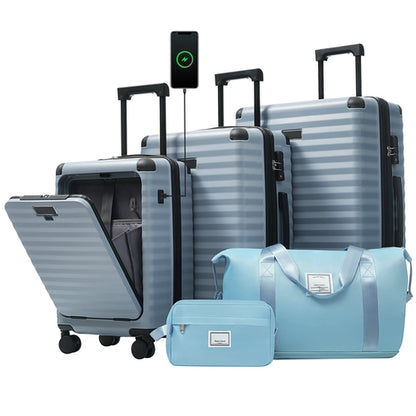 5-Piece ABS Hardshell Carry-On Luggage Set with Spinner Wheels,
