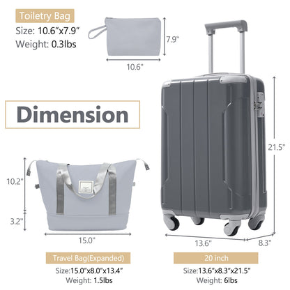 Luggage Set Black Brown ABS for travel organization