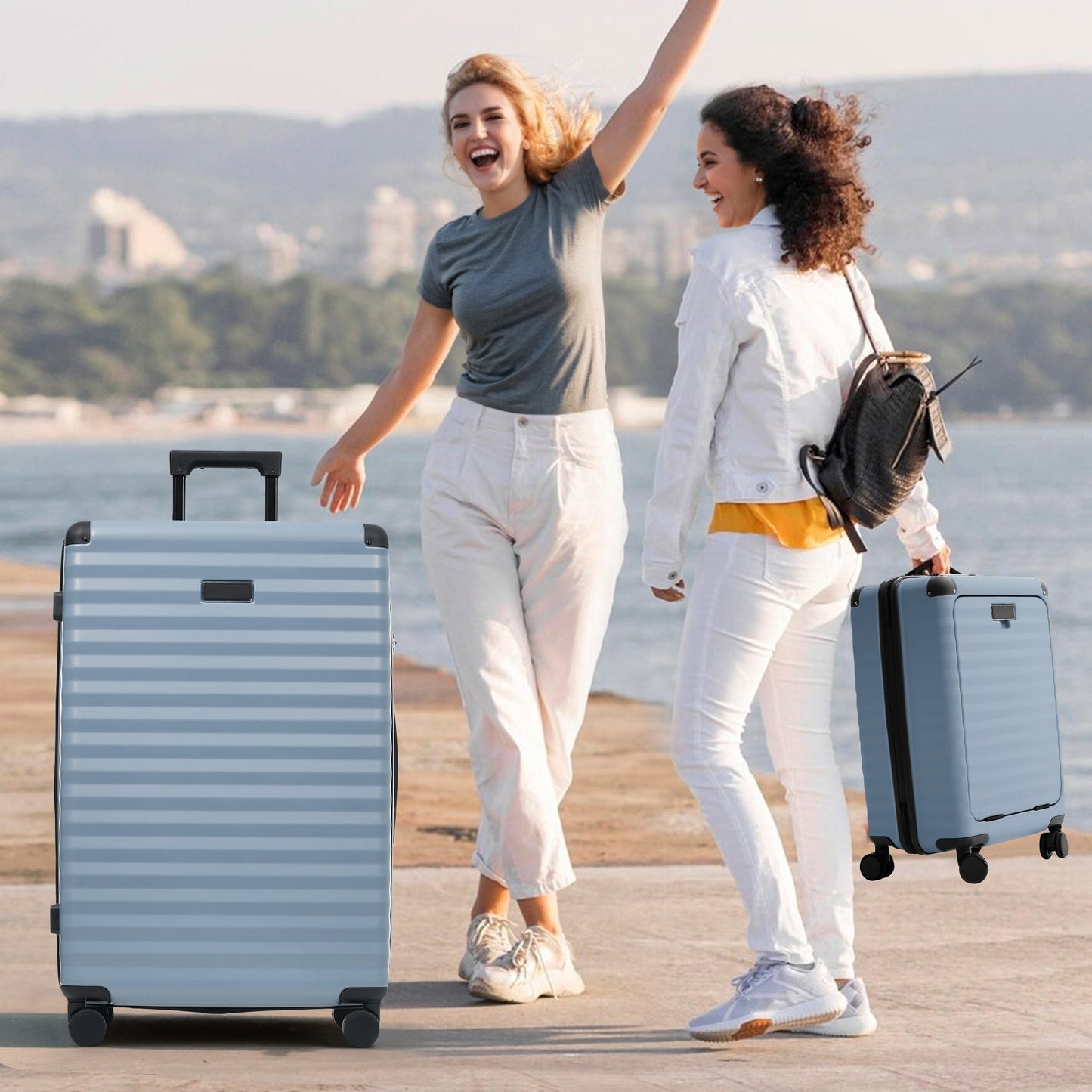 5-Piece ABS Hardshell Carry-On Luggage Set with Spinner Wheels,