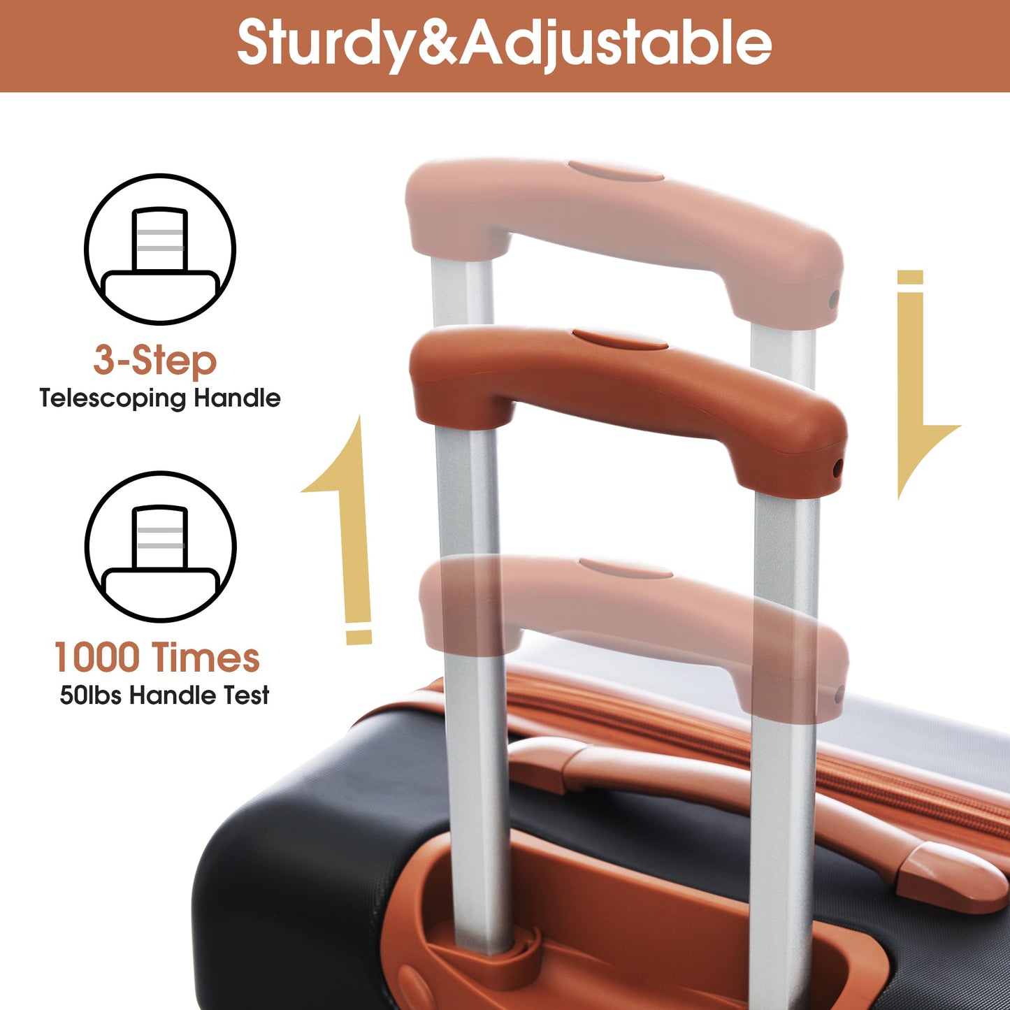 Luggage Set Brown+White ABS for travel organization