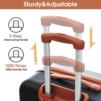 Luggage Set Brown+White ABS for travel organization