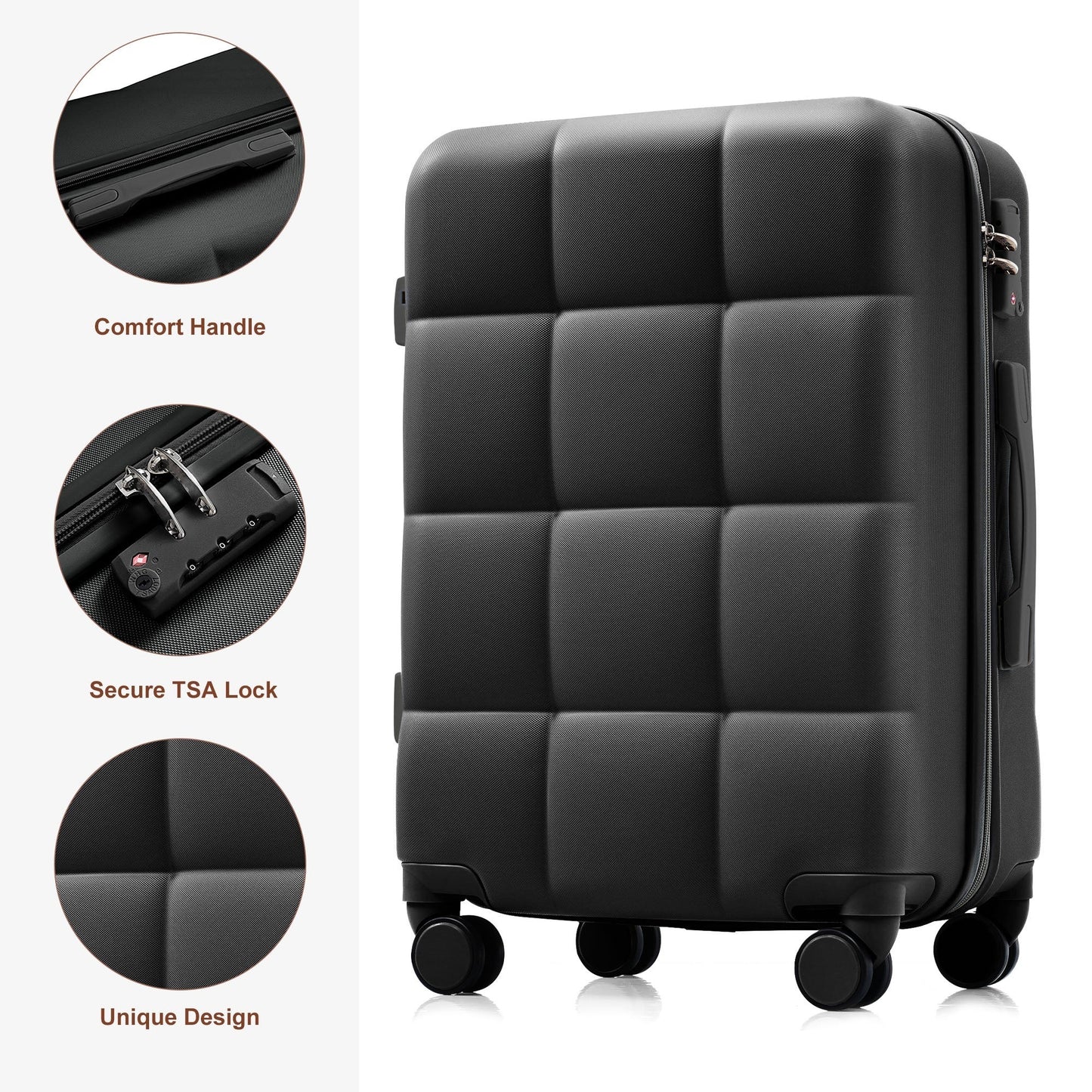 Luggage Set Light Gray ABS for travel organization