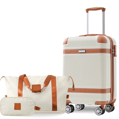 Black and Copper and Cream 3-Piece ABS Hardshell Carry-On Luggage Set
