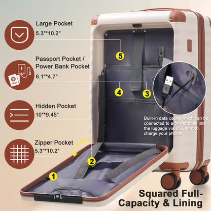 5-Piece ABS Hardshell Carry-On Luggage Set with Spinner Wheels,