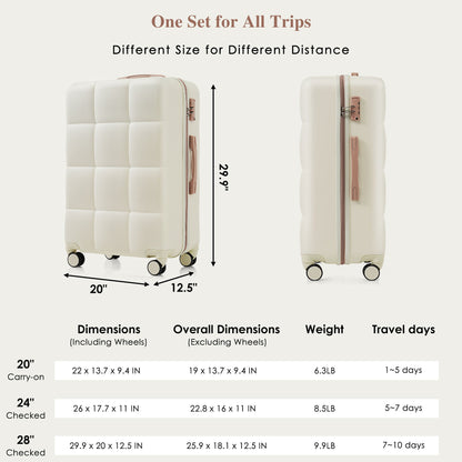Luggage Set Light Gray ABS for travel organization