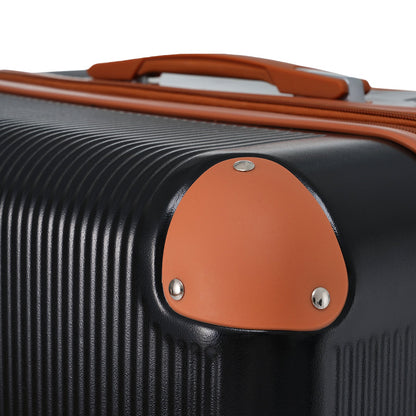 Black and Copper and Cream 3-Piece ABS Hardshell Carry-On Luggage Set