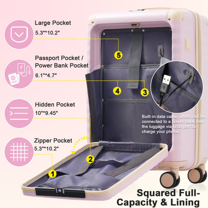 5-Piece ABS Hardshell Carry-On Luggage Set with Spinner Wheels,