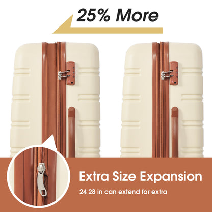 Luggage Set Brown+White ABS for travel organization