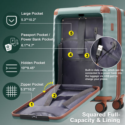 5-Piece ABS Hardshell Carry-On Luggage Set with Spinner Wheels,