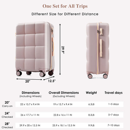 Luggage Set Light Gray ABS for travel organization